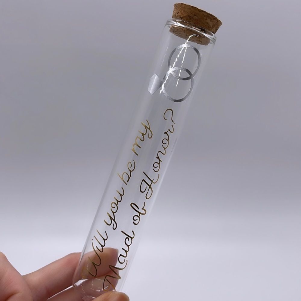 NWT Wool + Pepper Co. Maid of Honor Ask Glass Test Tube - Message in a Bottle
